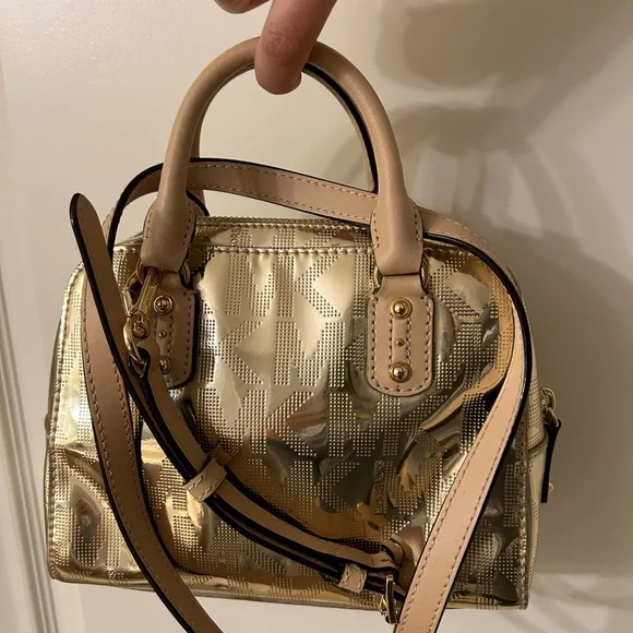 MICHAEL Michael Kors Metallic Gold Cindy Dome Satchel Bag